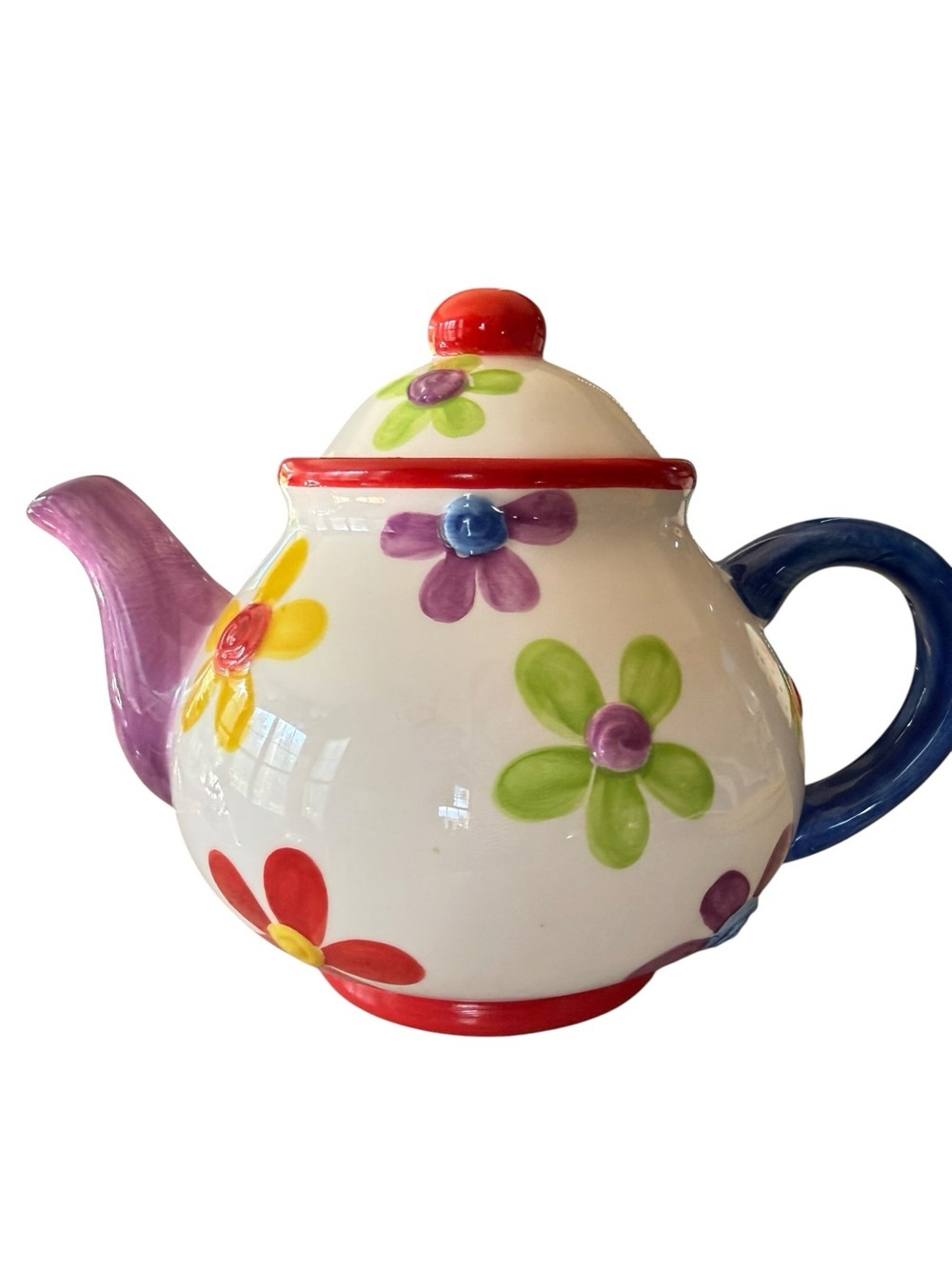 Hand Painted Floral Ceramic Teapot